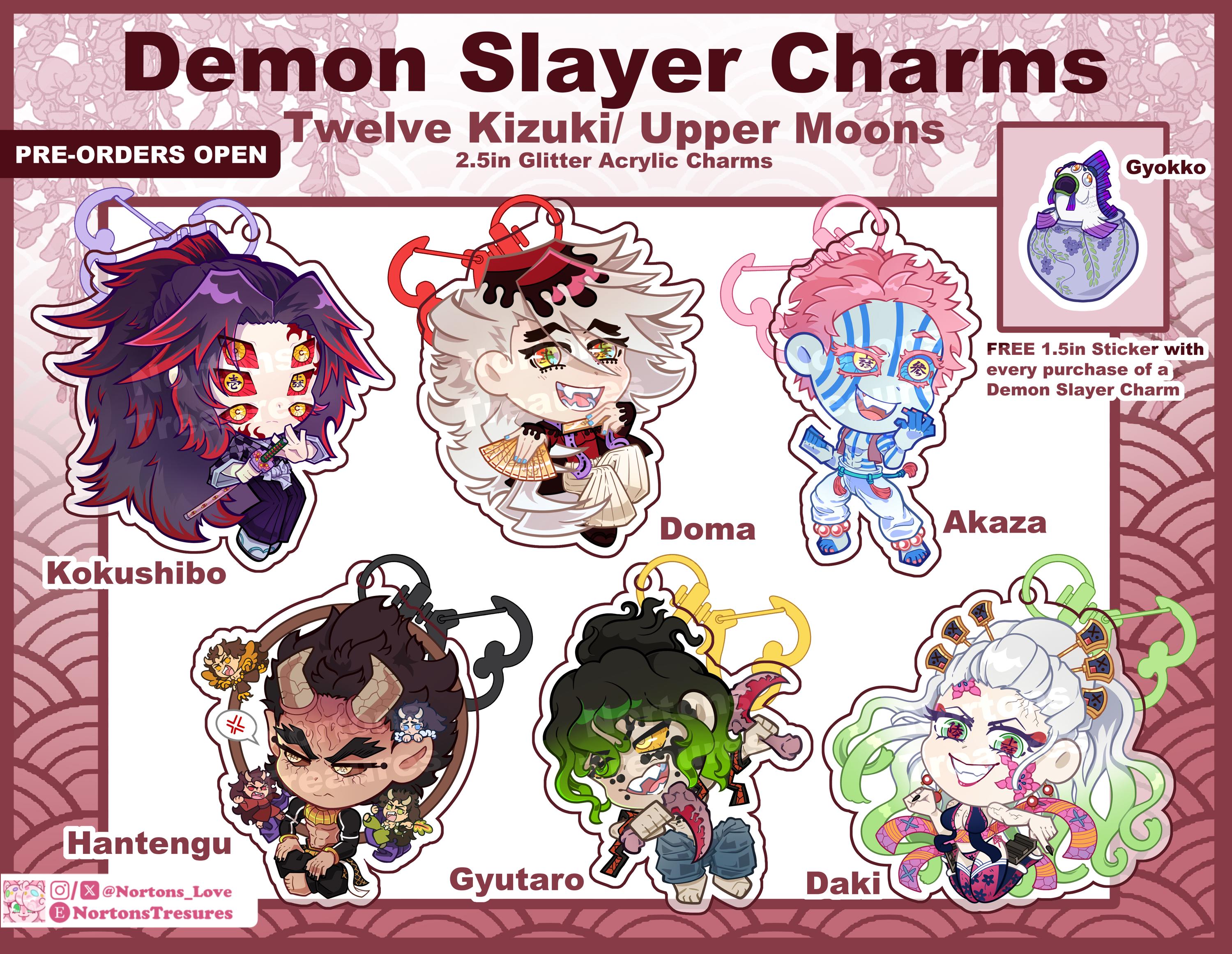 Demon Slayer Upper Moon Acrylic Charms 2.5 Inches - Fan Made [PRE