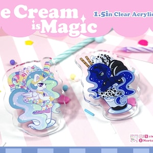 MLP Acrylic Pins 2.0 Inches - Fan Made- Sweet Treats - Childhood Nostalgia - Ice Cream Fun