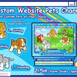 Sitio web personalizado de mascotas -Hecho por fans- Charms acrílicos Shaker de 2,5 pulgadas