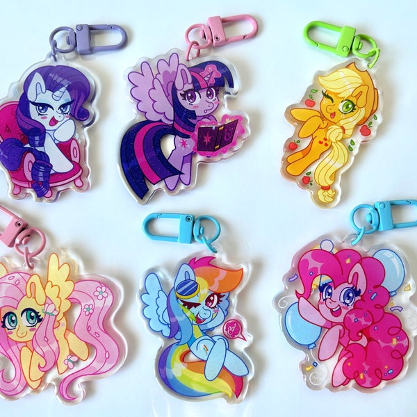 MLP Fan Art Glitter Acrylic Charms 2.5 Inches