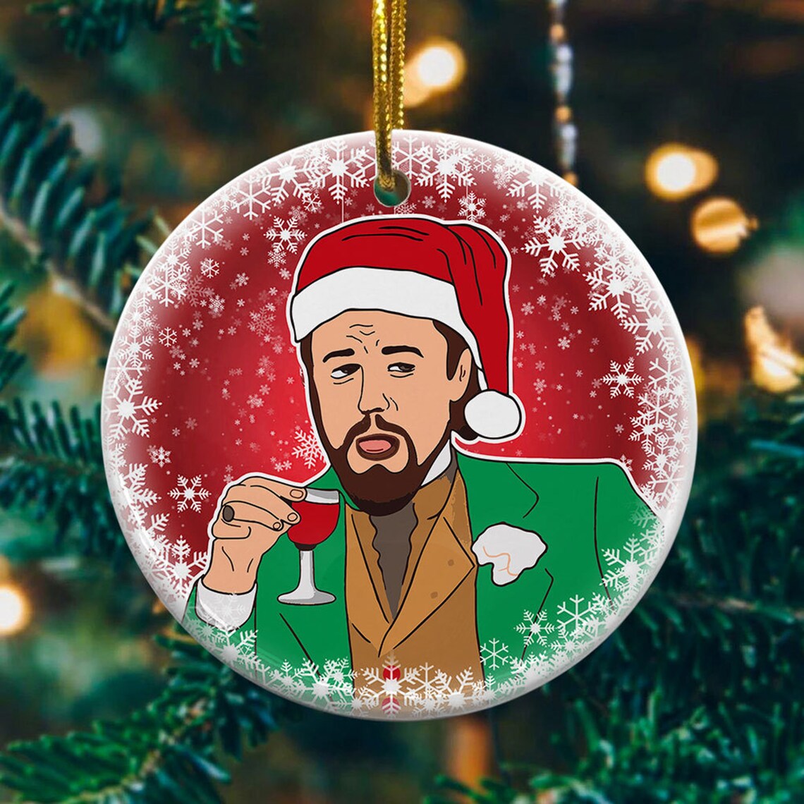 Leo Laughing Christmas Ornament /Funny Meme / Christmas