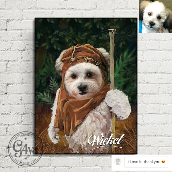 Custom Dog/Cat Baby Ewok Wicket Digital File Portrait. Custom Star Wars Animal Portrait. Pet Portrait. Funny Portrait.Movies Custom Portrait