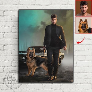 Custom Dog/Cat/Person John Wik & Dog Digital File Portrait . Custom Car, pet Portrait . Funny Movies Custom