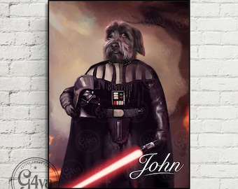 Custom Pet Portrait: Darth Vader Dog or Cat Art (Digital File)
