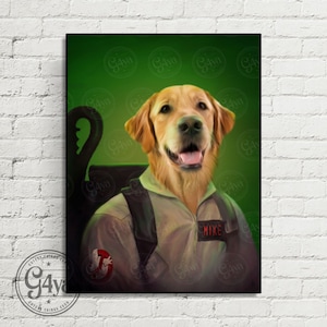 Custom Dog/Cat Ghostbusters Digital File Portrait . Custom Halloween Animal Portrait . Pet Portrait. Funny Portrait. Movies Custom Portrait