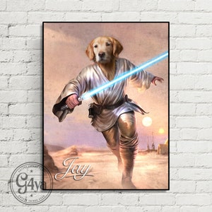 Custom Dog/Cat/Human Star Wars Digital File Portrait . Custom Luke Skywalker Animal Pet Portrait . Funny Portrait . Movies Custom Portrait