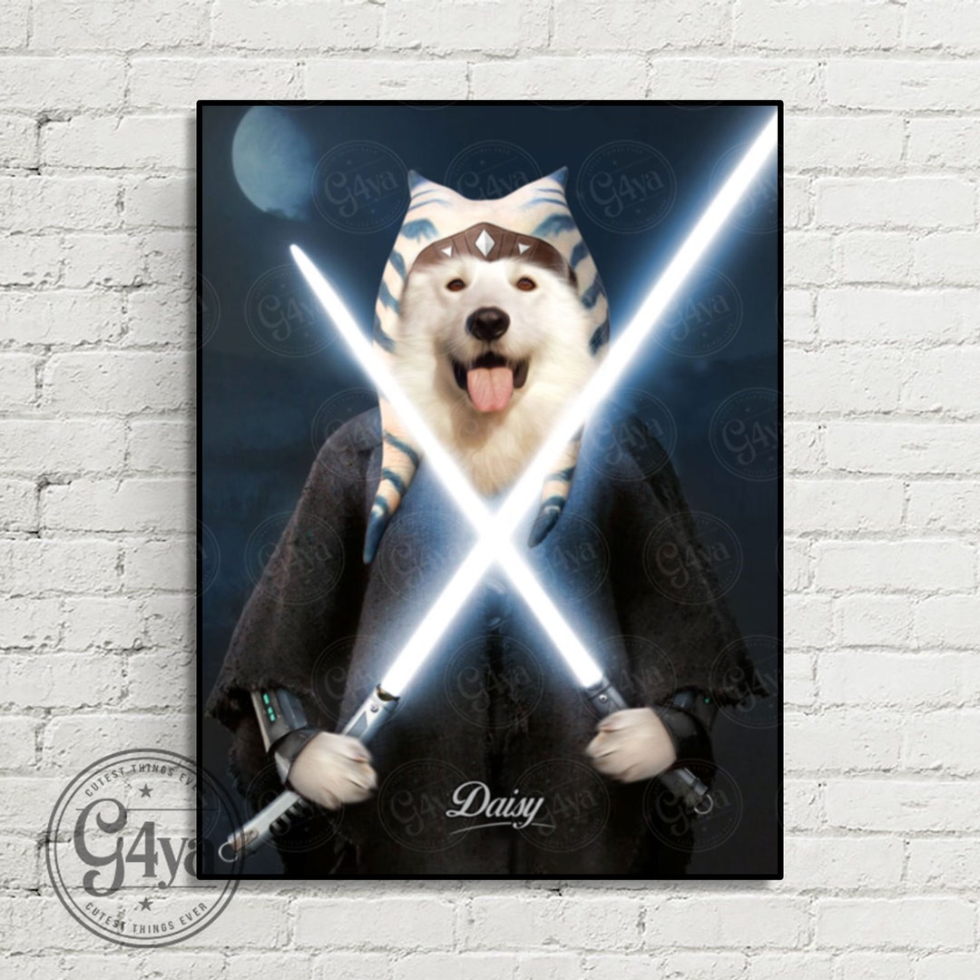 Custom Dog/cat Ahsoka Digital File Portrait . Custom Ahsoka Tano Animal