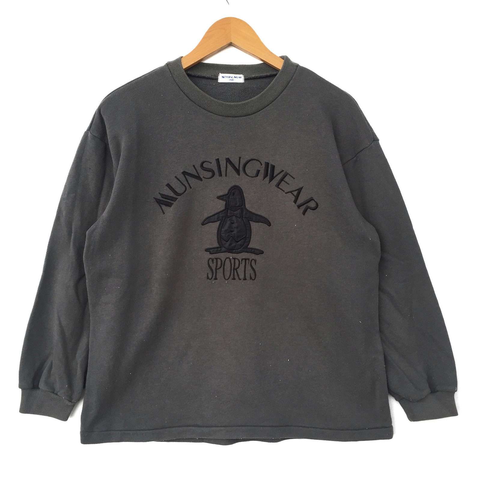 Munsing Wear sweatshirt Big Logo Embroidery Vintage 90s grey | Etsy