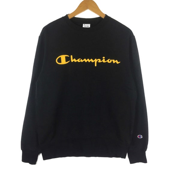black and yellow champion sweatshirt