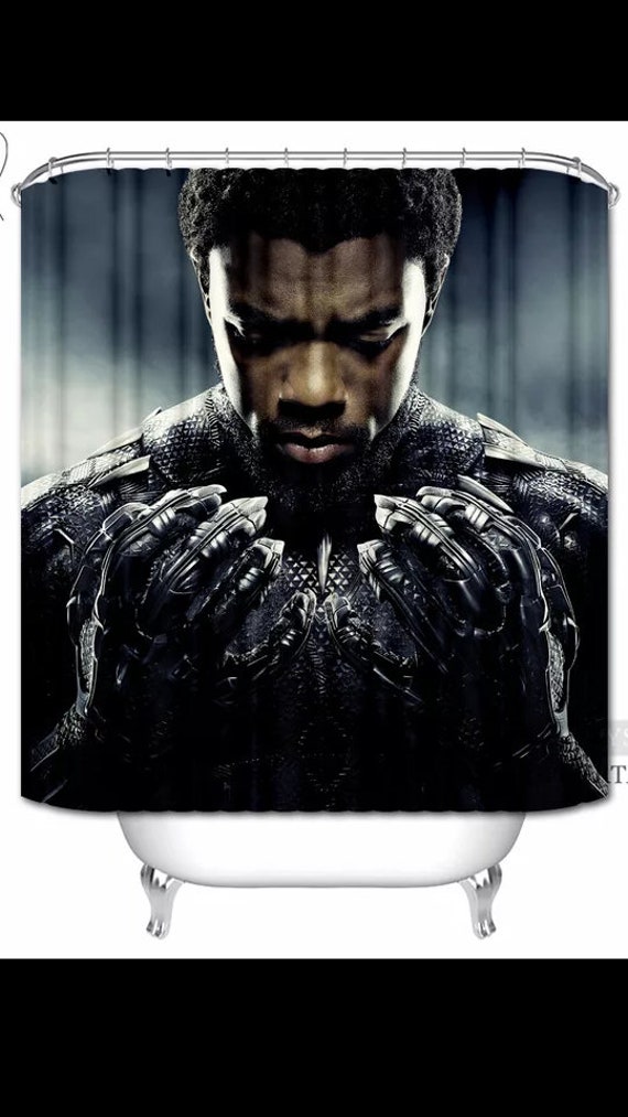 Black Panther Shower Curtain Home Decor Etsy