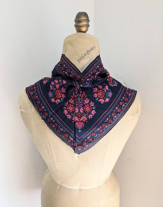 VINTAGE 70s YSL Yves Saint Laurent Folk Art Flora… - image 1