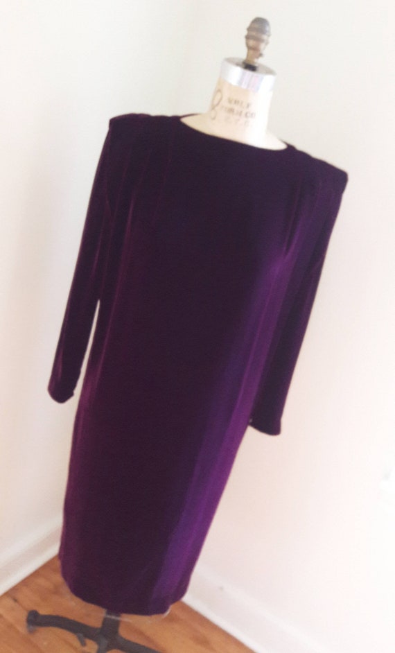 RARE 80's VELVET Rich Mulberry Column Dress by Des