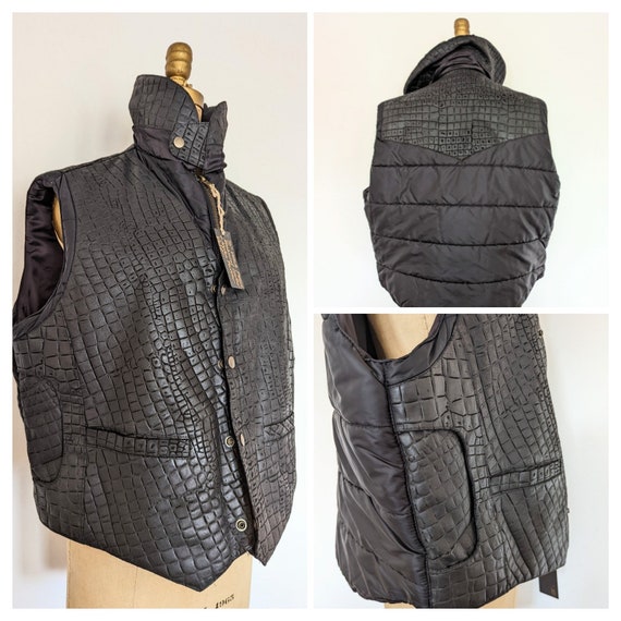 MENS ITALIAN LEATHER Vintage 1970's 80s Quilted D… - image 1