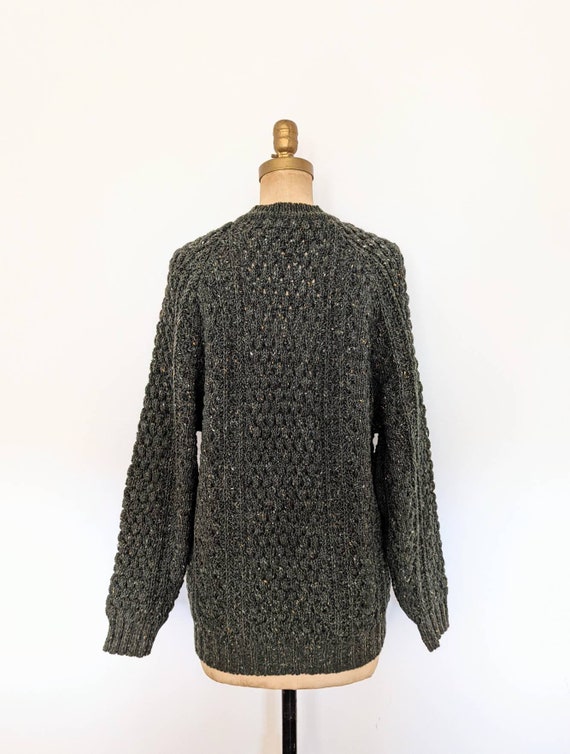 FOREST GREEN TWEED Vintage Irish Hand Knit Winter… - image 3