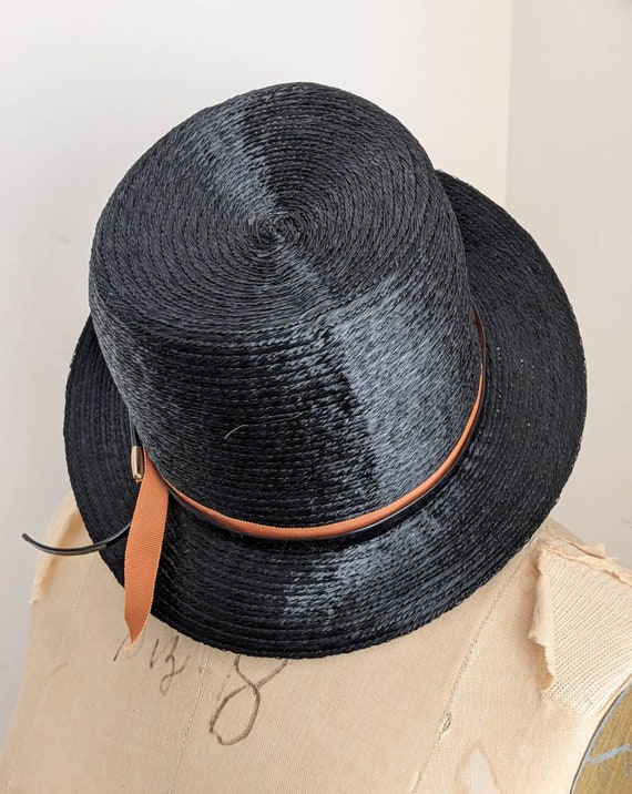 ADOLFO GLOSSY FEDORA Vintage 1960's 70's Mod Blac… - image 3