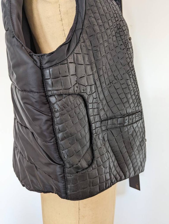 MENS ITALIAN LEATHER Vintage 1970's 80s Quilted D… - image 6