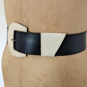 1980s NAF NAF Colorblock Leather Belt: French Nautical Style