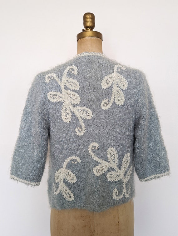 1960's BABY BLUE MOHAIR Vintage Italian Hand Knit… - image 7