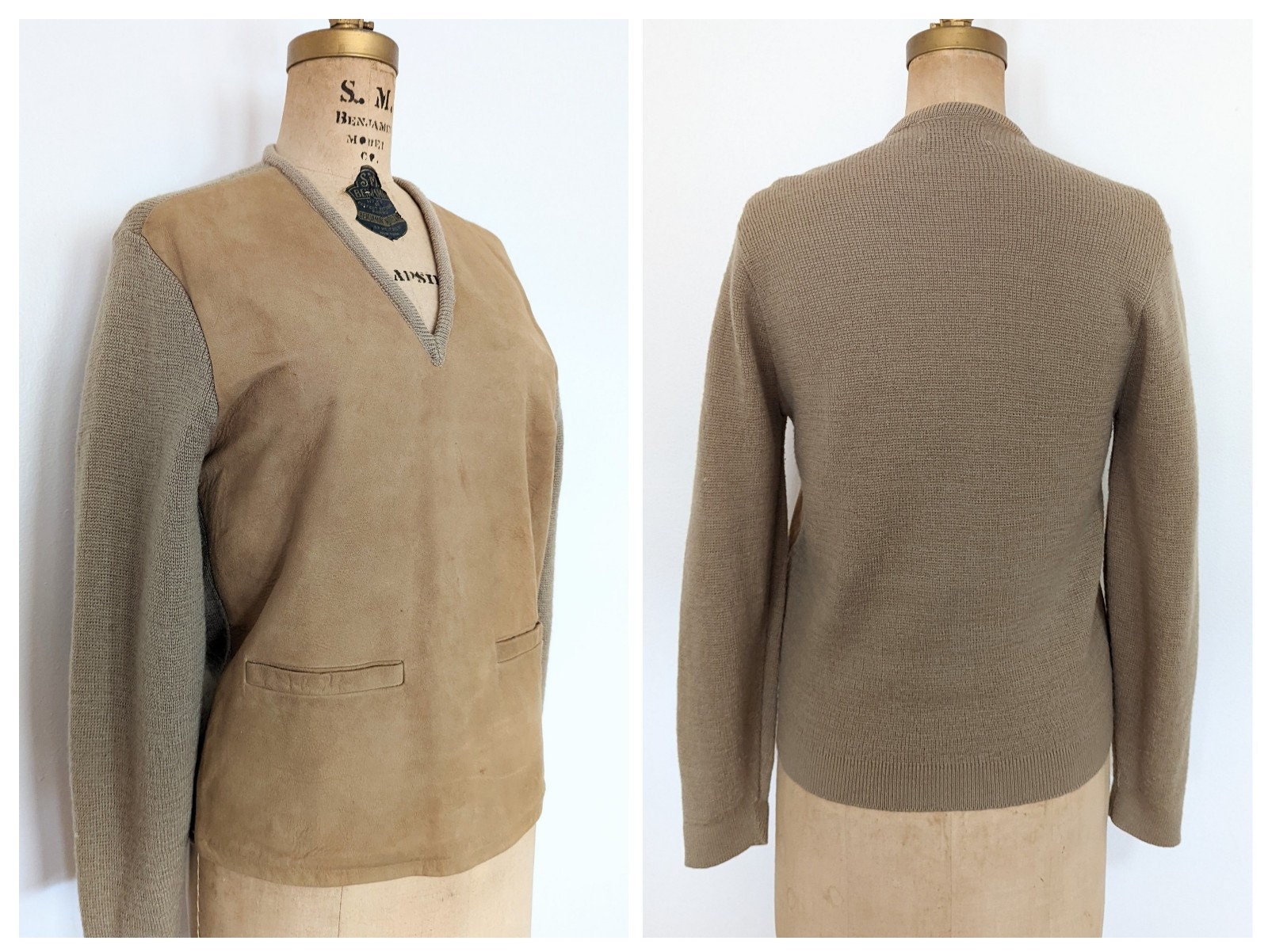 Suede Front Cardigan - Etsy