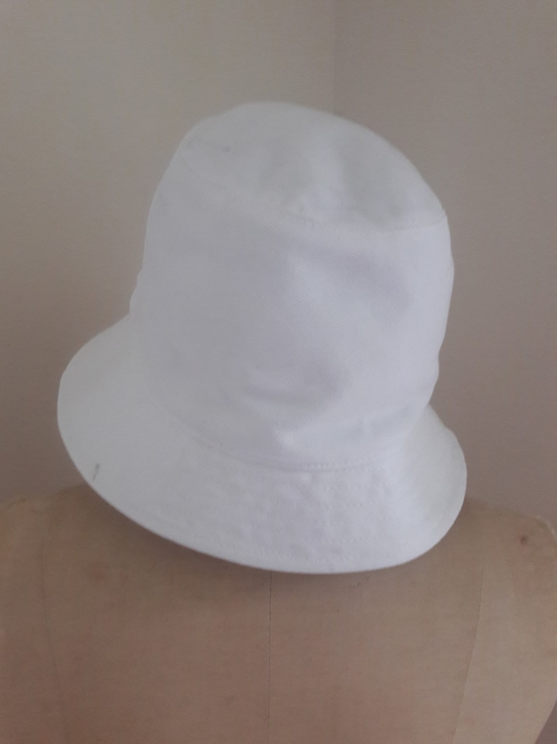 MOD SUMMER CLOCHE Vintage Designer Cotton Twill Sun Hat Bronze Buckle by Lola New York