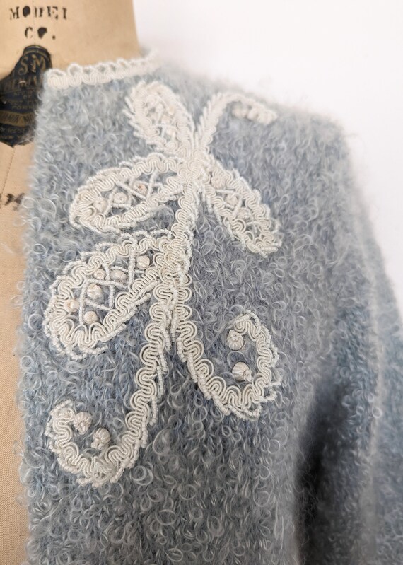 1960's BABY BLUE MOHAIR Vintage Italian Hand Knit… - image 5