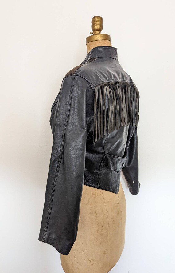 1980's FRINGED LEATHER BOMBER, Vintage 80's Ladie… - image 5