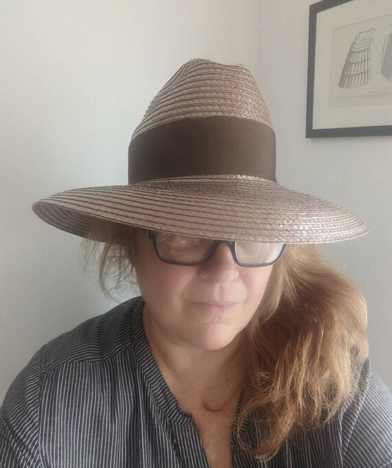 Vintage Panama Hat Duo: Saks Fifth Avenue Laminated Straw  display picture 1