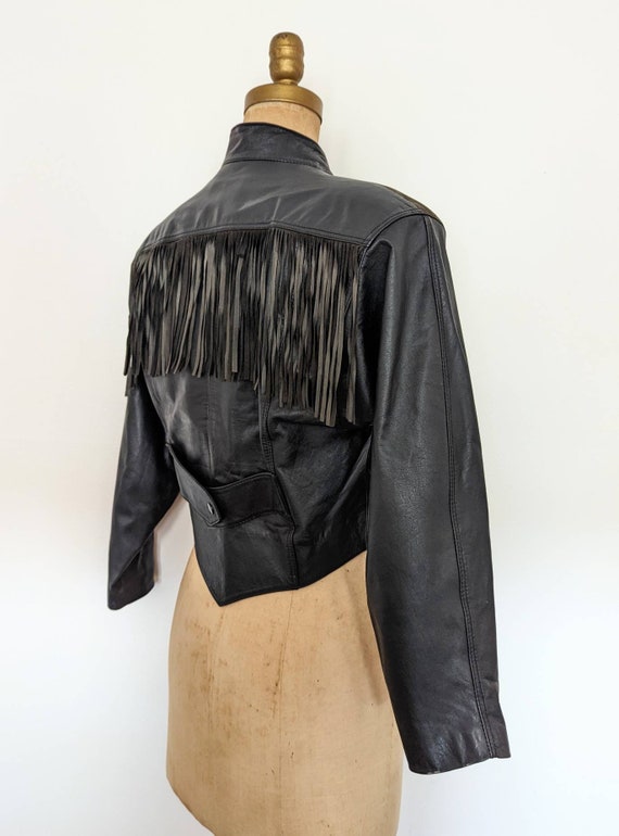 1980's FRINGED LEATHER BOMBER, Vintage 80's Ladie… - image 6