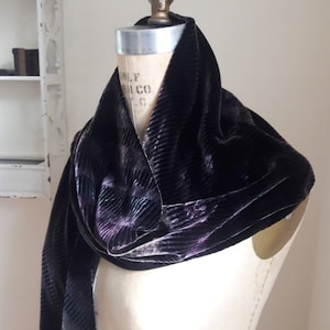 Vintage Anne Klein Devore Velvet Scarf: Silk Charmeuse Lined, 90s Evening Scarf