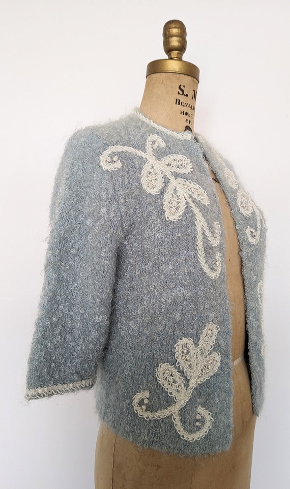 1960's BABY BLUE MOHAIR Vintage Italian Hand Knit… - image 6