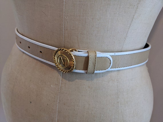 VINTAGE ALBERT NIPON Two-tone Leather Gold Insign… - image 2