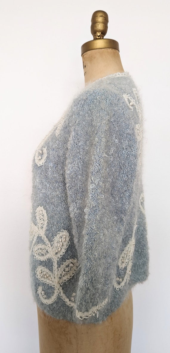 1960's BABY BLUE MOHAIR Vintage Italian Hand Knit… - image 8