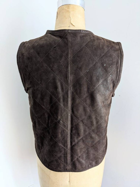 ITALIAN DESIGNER VINTAGE Brown Quilted Leather Wo… - image 5