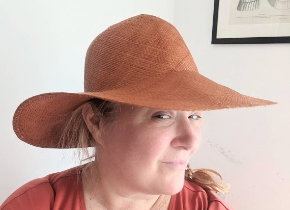 AUBURN NATURAL STRAW Rust Orange Summer Hat, Vint… - image 2