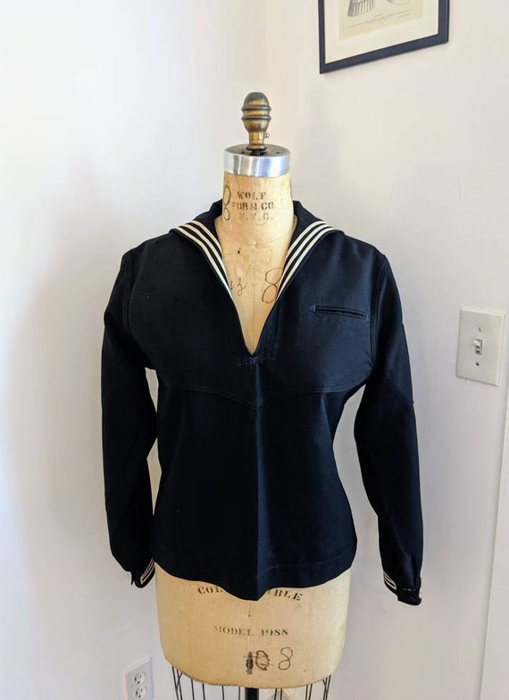 VINTAGE 60s NAVY DRESS Uniform, Wool Sailor Top, N