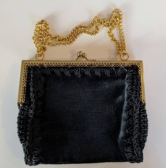 VINTAGE 50s 60s Velvet Corduroy Frame Bag, Gold Fr
