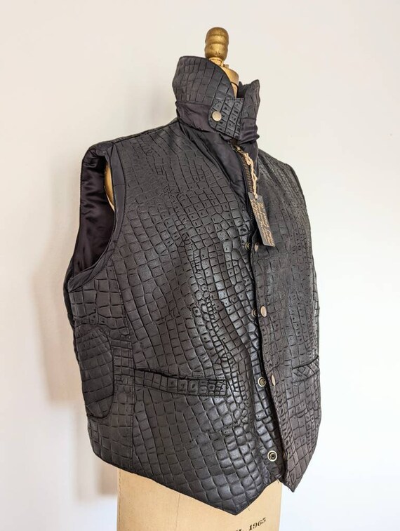 MENS ITALIAN LEATHER Vintage 1970's 80s Quilted D… - image 3