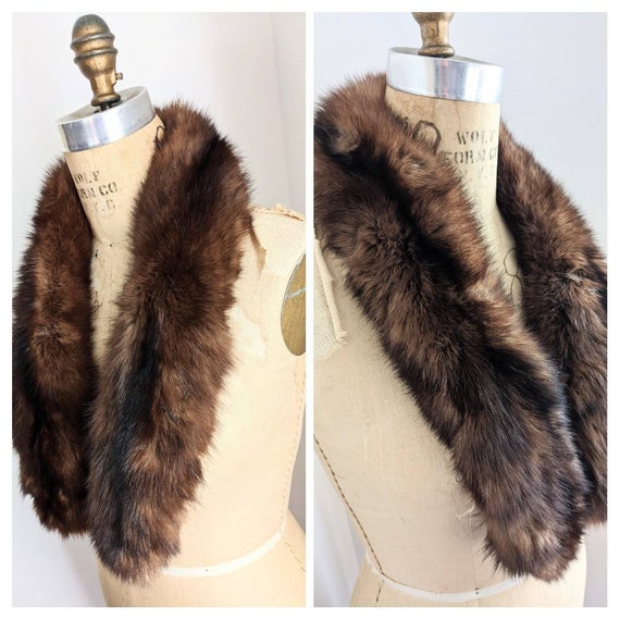 LUSCIOUS FUR SHAWL Vintage 1940's 50's Natural Opo