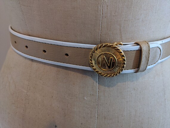 VINTAGE ALBERT NIPON Two-tone Leather Gold Insign… - image 1