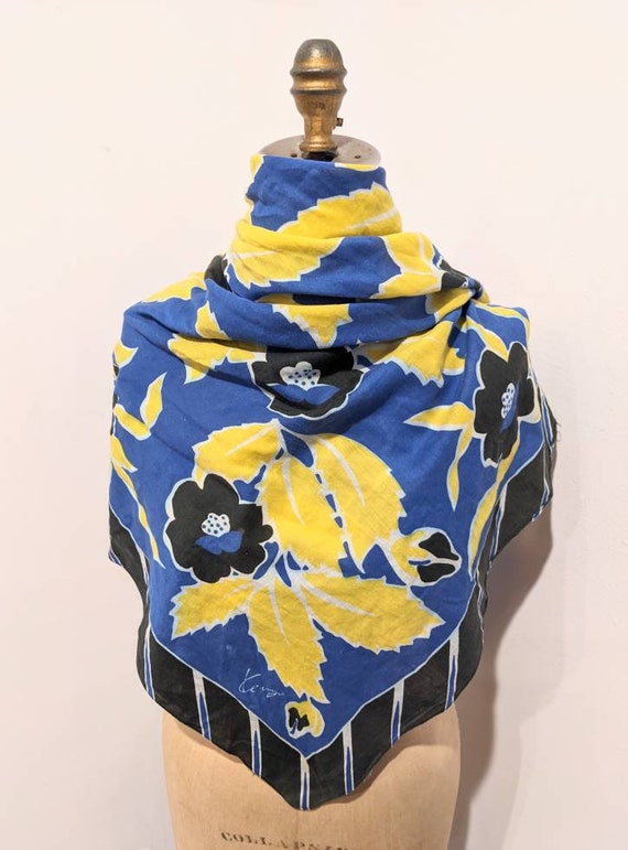 VINTAGE KENZO FLORAL X-large Cotton Voile Print Sc