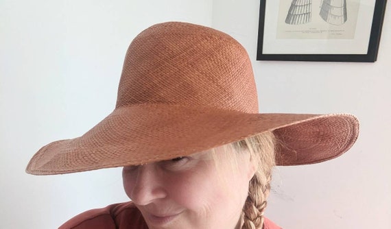 AUBURN NATURAL STRAW Rust Orange Summer Hat, Vint… - image 3