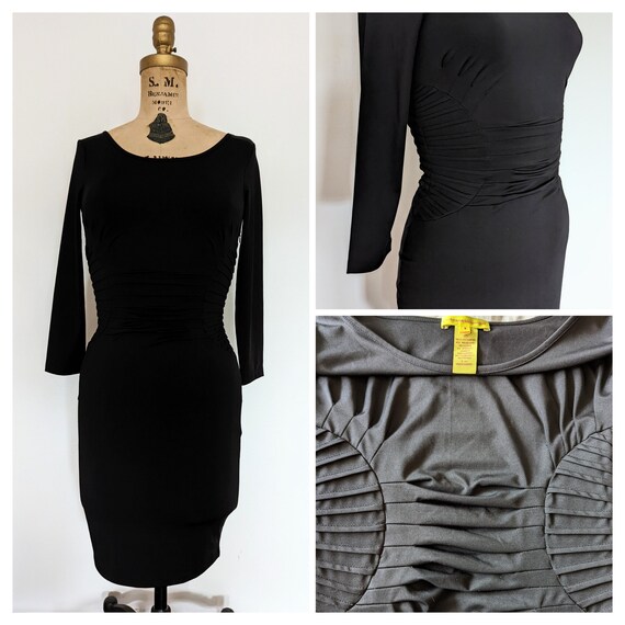 1990s CATHERINE MALANDRINO Little Black Dress New York City Designer LBD Shirred Matte Jersey Cocktail Evening Work Dresses Size S Etsy