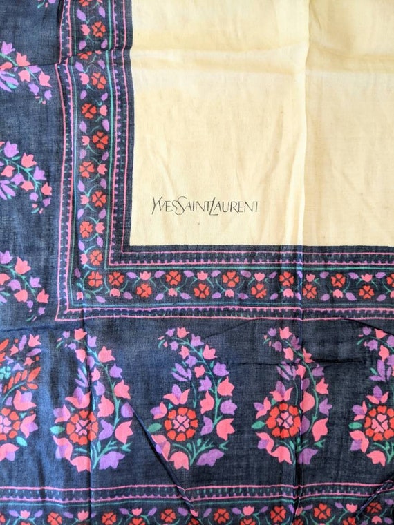 VINTAGE 70s YSL Yves Saint Laurent Folk Art Flora… - image 3