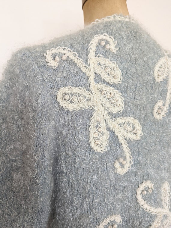 1960's BABY BLUE MOHAIR Vintage Italian Hand Knit… - image 3