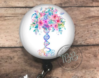ADN floral - bobine de badge rétractable - bobine de badge - clip de badge - longe - étiquette d'identification de stéthoscope - mousqueton - dos magnétique
