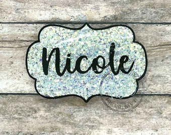 Glitter bracket name tag - name tag - name badge - glitter name tag - pretty name tag - personalized name tag