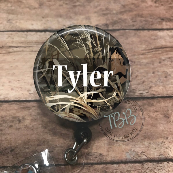 Personalized camo - badge reel - lanyard - stethoscope ID tag - retractable badge reel - badge clip