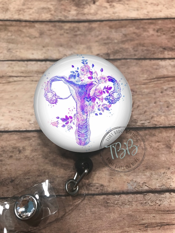 Floral Uterus Badge Reel Nurse Badge Reel Obgyn Badge L&D Nurse Badge Rose  Gold Badge RN Badge, at Your Cervix Badge, Ovary Badge 