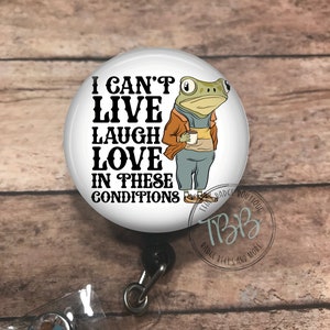 I cant live laugh love retractable badge reel - badge reel - badge holder - retractable badge reel - name badge reel