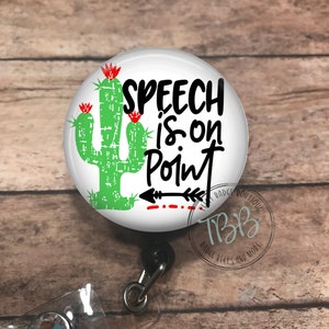 Speech is on point - speech therapy - badge reel - lanyard - stethoscope ID tag - retractable badge reel - badge clip